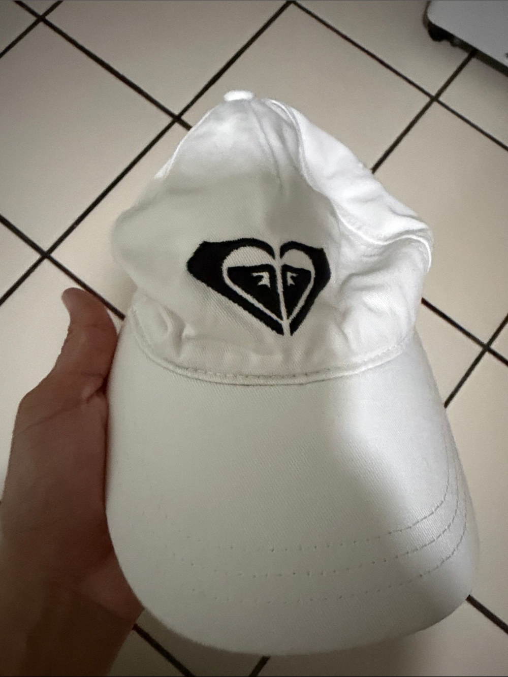Roxy Kids White Cap with Black Heart Logo